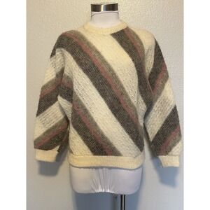 Vintage VAKA Icelandic Wool sz.S Sweater Asymmetric Stripe Dolman Apres Ski